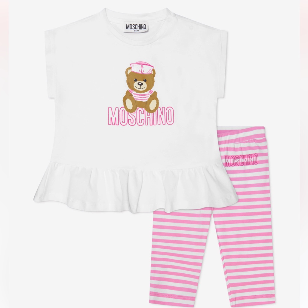 Moschino Baby Girls Ruffled T Shirt & Leggings Set Pink